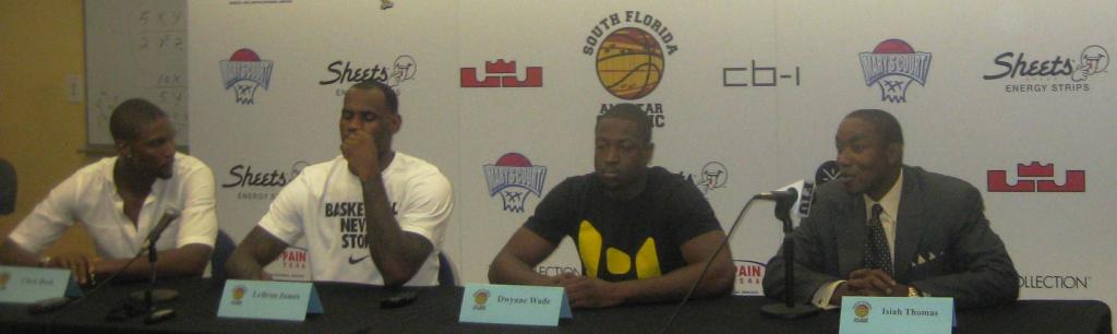 FIU Coach Isiah Thomas, Lebron James, Dwayne Wade and Chris Bosh